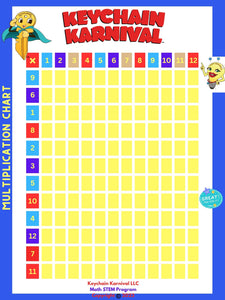 Keychain Karnival Workbook with Starter Bead Kit/Mask/Laminated Multiplication Chart